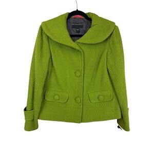 NWT Bernardo Green Textured Peter Pan Collar Short Pea Coat Size Medium